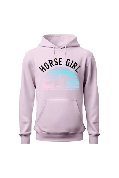 Bluza damska z kapturem Horse Girl - różowa