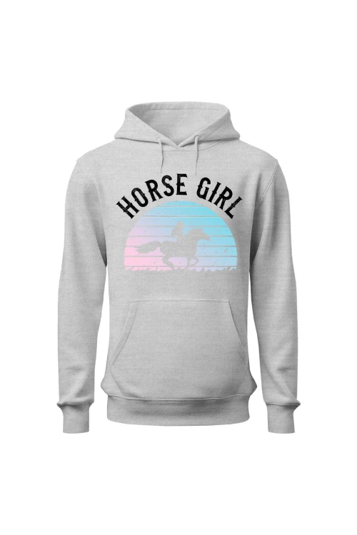 Bluza damska z kapturem Horse Girl - szara