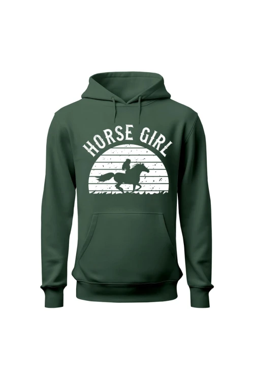 Bluza damska z kapturem Horse Girl - zielona