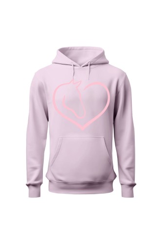 Bluza damska z kapturem Miłość do koni - różowa