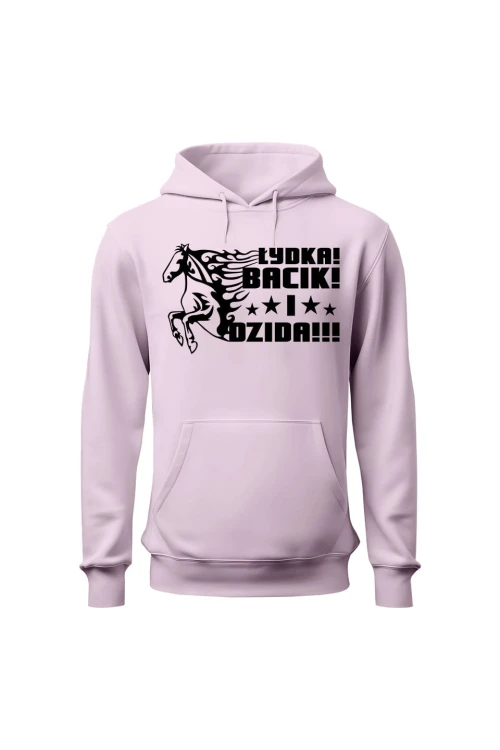 Bluza damska z kapturem Łydka bacik i dzida - różowa