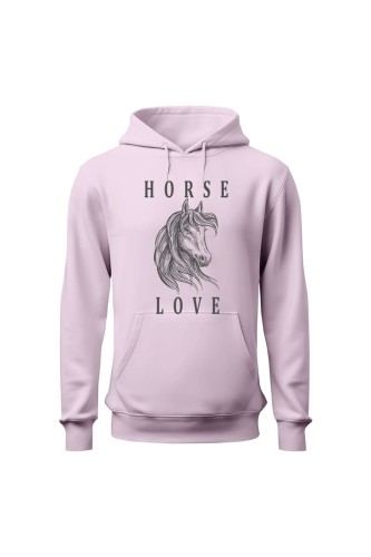 Bluza damska z kapturem Horse Love - różowa