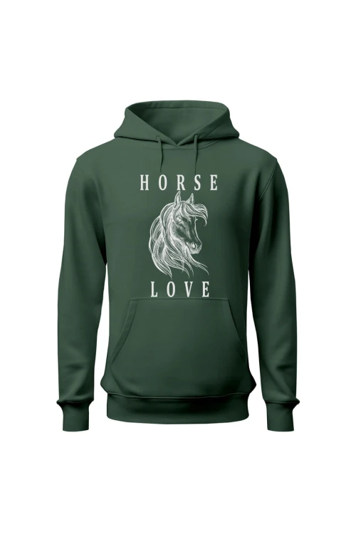Bluza damska z kapturem Horse Love - zielona