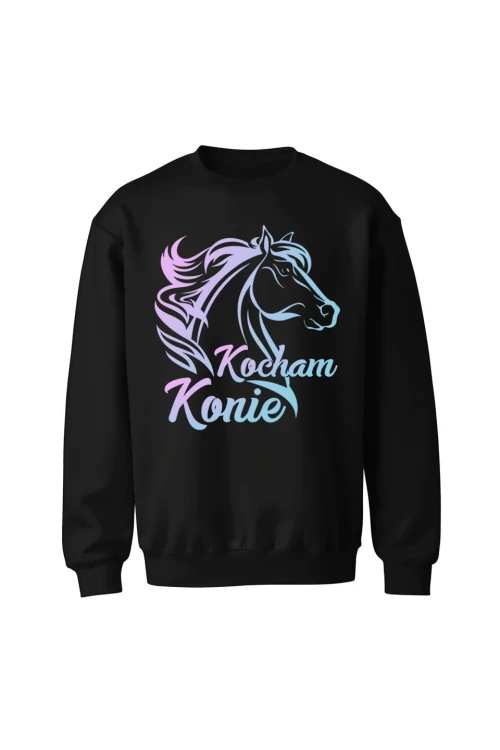 Bluza bez kaptura Kocham konie - czarna