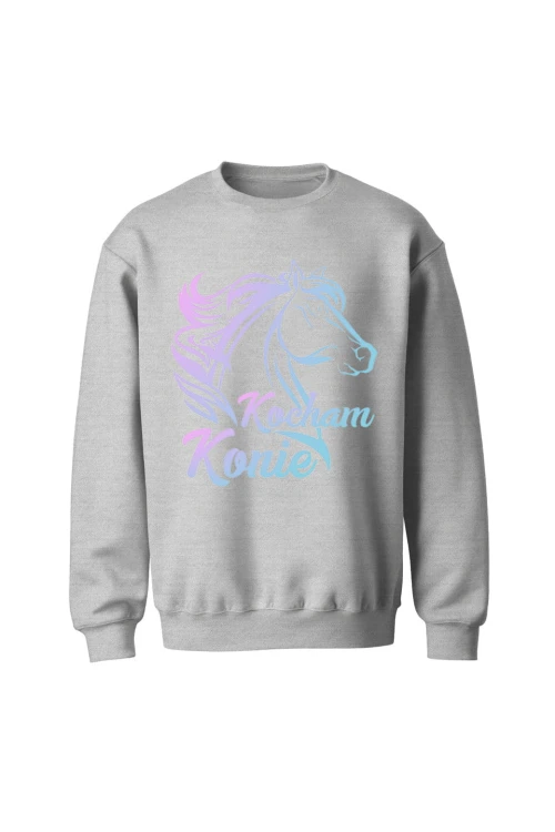 Bluza bez kaptura Kocham konie - szara