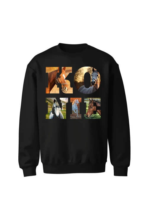 Bluza bez kaptura KONIE - czarna