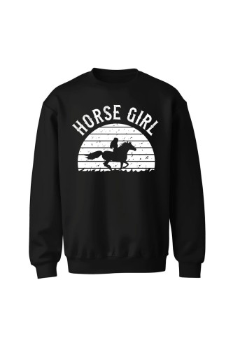 Bluza bez kaptura Horse Girl - czarna