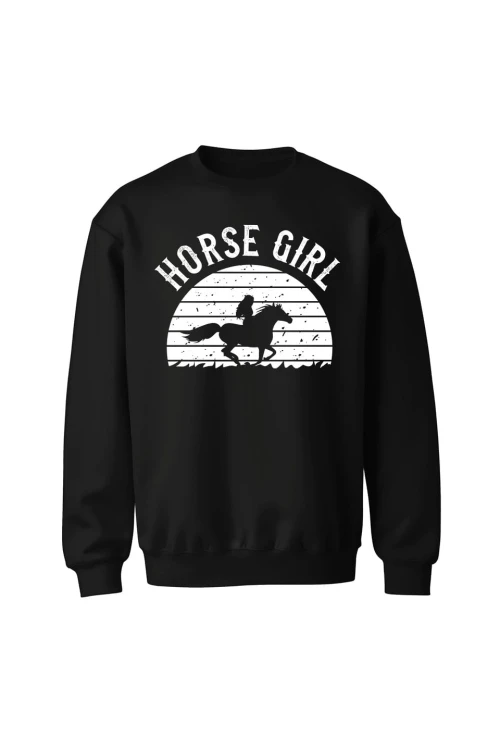 Bluza bez kaptura Horse Girl - czarna