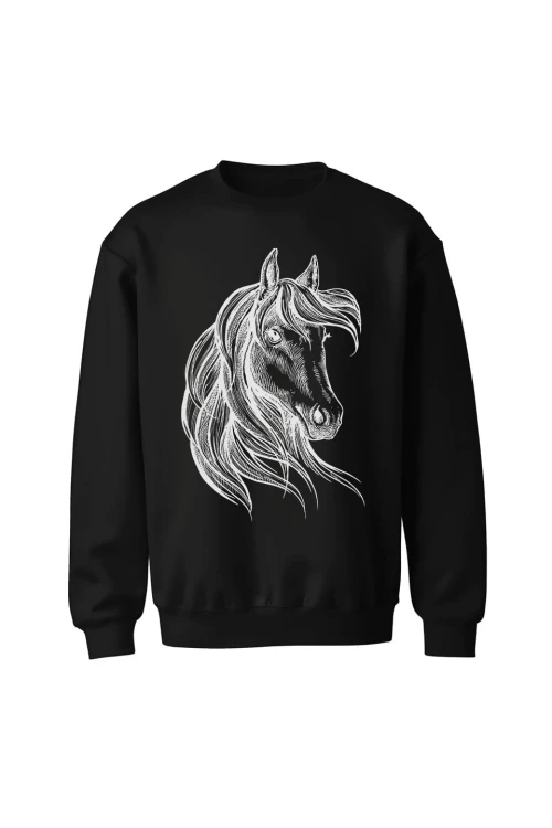 Bluza bez kaptura Rysunek Konia - czarna