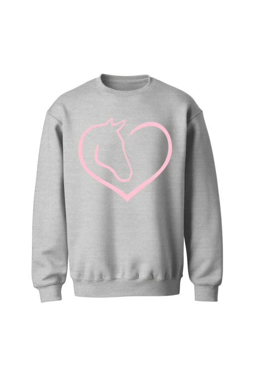 Bluza bez kaptura Miłość do koni - szara