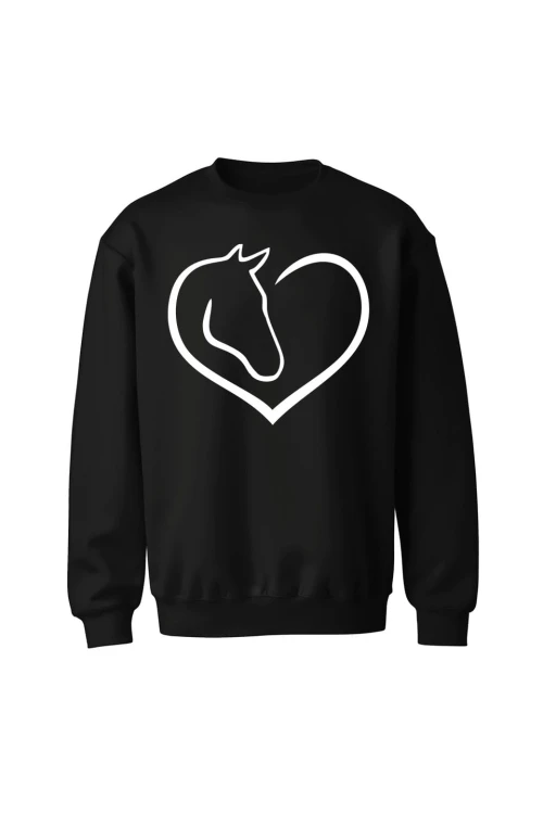 Bluza bez kaptura Miłość do koni - czarna