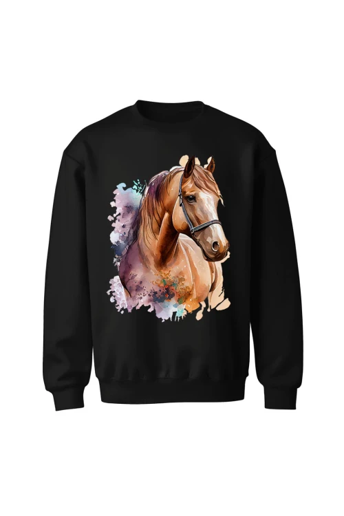 Bluza bez kaptura Namalowany Koń - czarna