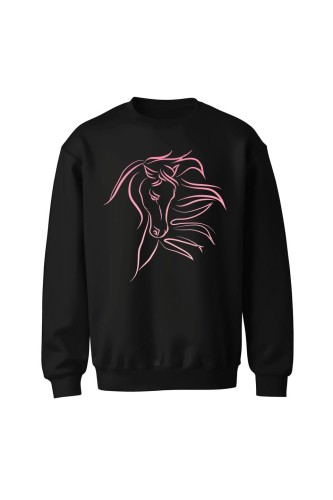 Bluza bez kaptura z Pięknym Koniem - czarna
