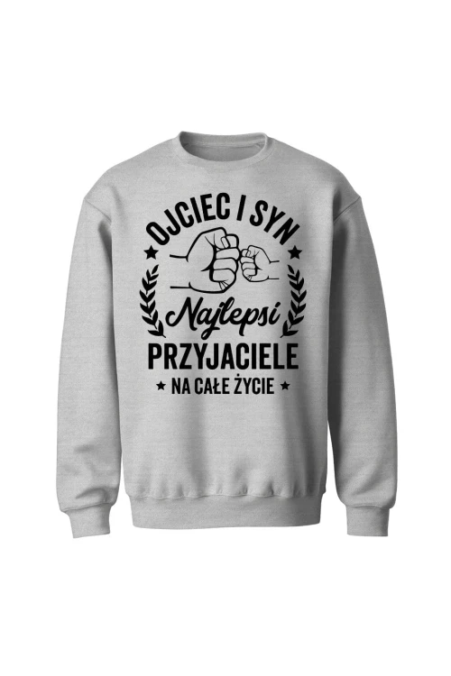 Bluza męska bez kaptura Ojciec i syn najlepsi przyjaciele na całe życie - szara