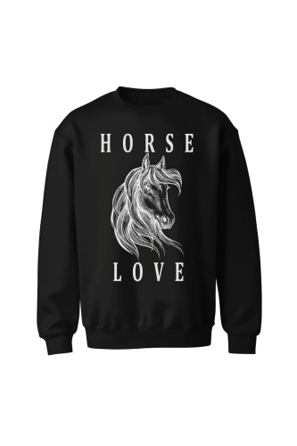 Bluza bez kaptura Horse Love - czarna