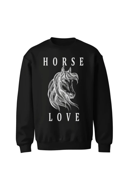 Bluza bez kaptura Horse Love - czarna