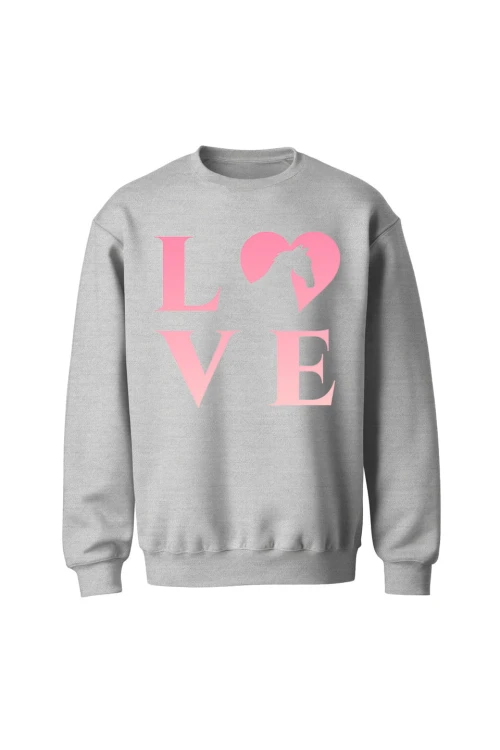 Bluza bez kaptura z nadrukiem LOVE - szara
