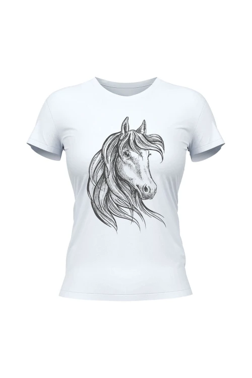 Koszulka damska Rysunek Konia - biała