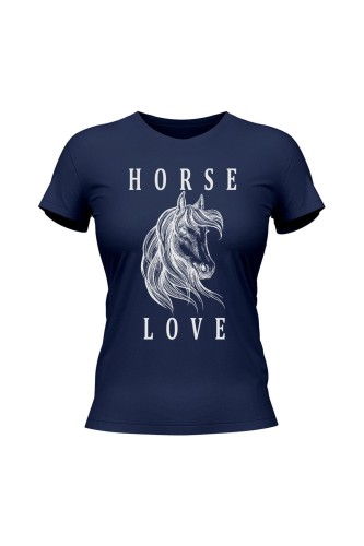 Koszulka damska Horse Love - granatowa