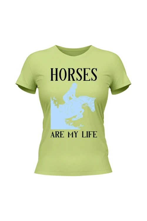 Koszulka damska Horses Are My Life - limonka