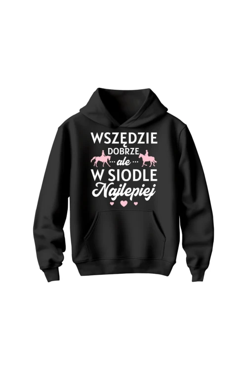 Bluza dziecięca z kapturem W siodle najlepiej - czarna