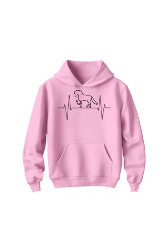 Bluza dziecięca z kapturem Moje serce bije w rytmie kopyt - różowa