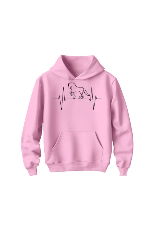Bluza dziecięca z kapturem Moje serce bije w rytmie kopyt - różowa
