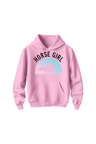 Bluza dziecięca z kapturem Horse Girl - różowa