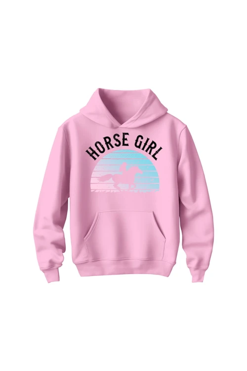 Bluza dziecięca z kapturem Horse Girl - różowa