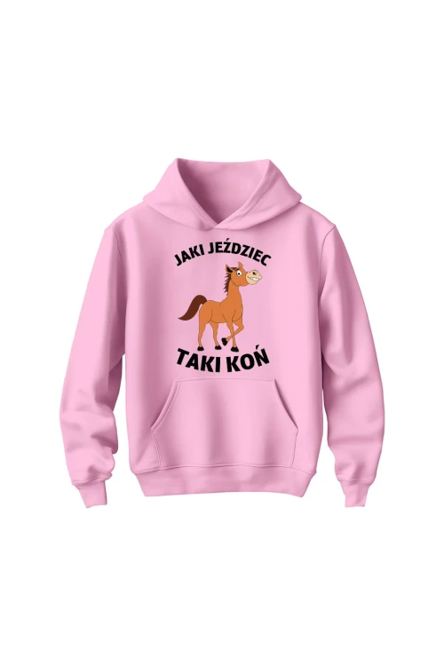 Bluza dziecięca z kapturem Jaki jeździec taki koń - różowa