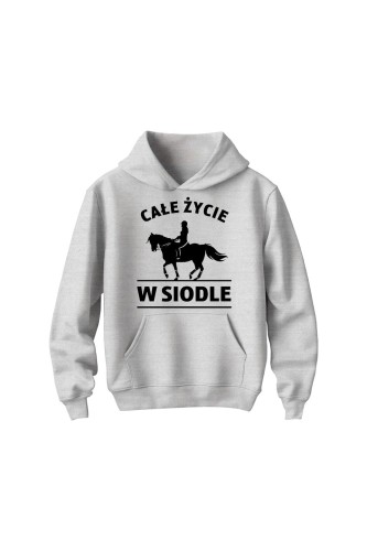 Bluza dziecięca z kapturem Całe życie w siodle - szara