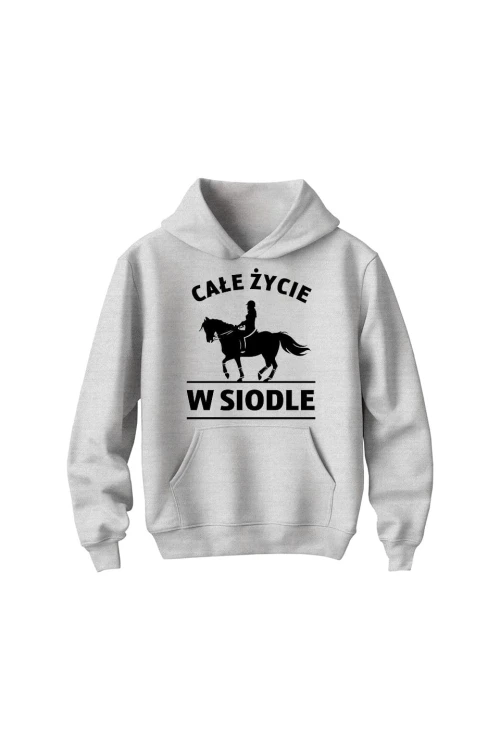 Bluza dziecięca z kapturem Całe życie w siodle - szara