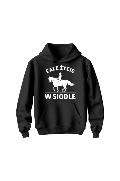 Bluza dziecięca z kapturem Całe życie w siodle - czarna