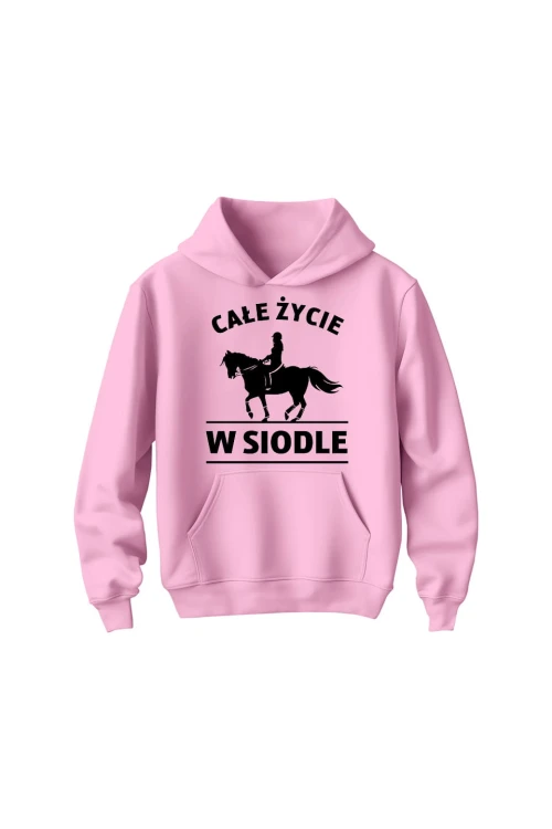 Bluza dziecięca z kapturem Całe życie w siodle - różowa