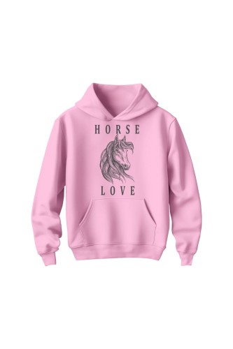 Bluza dziecięca z kapturem Horse Love - różowa