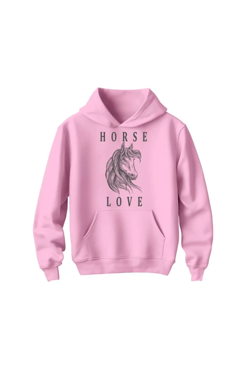 Bluza dziecięca z kapturem Horse Love - różowa