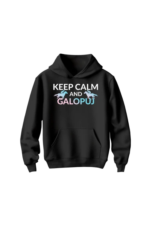 Bluza dziecięca z kapturem Keep Calm - czarna