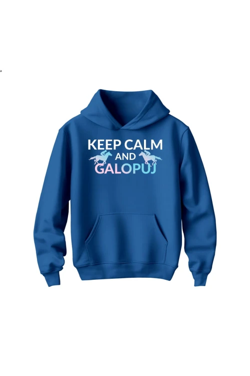 Bluza dziecięca z kapturem Keep Calm - niebieska