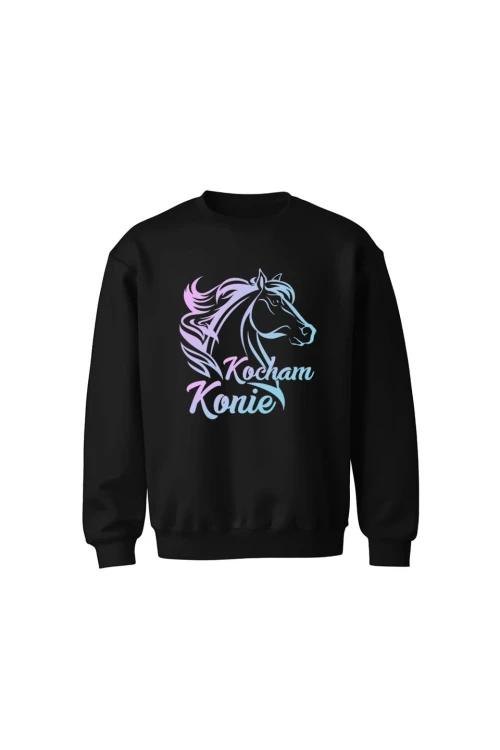 Bluza dziecięca bez kaptura Kocham konie - czarna