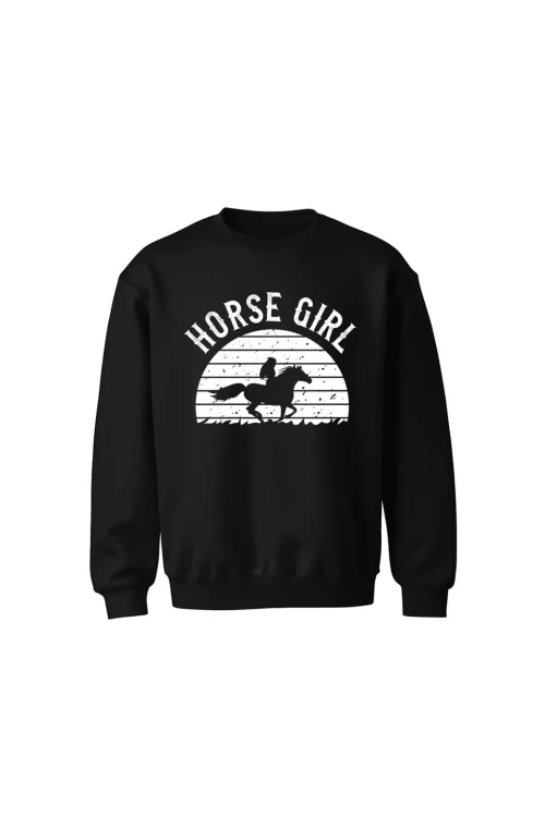 Bluza dziecięca bez kaptura Horse Girl - czarna