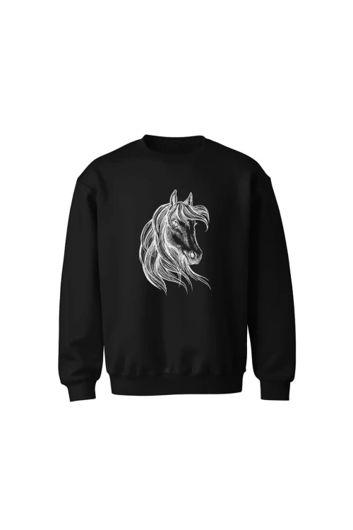 Bluza dziecięca bez kaptura Rysunek Konia - czarna