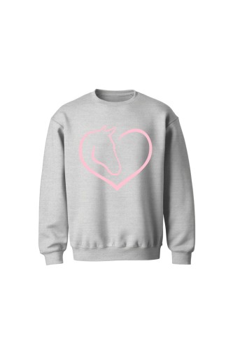 Bluza dziecięca bez kaptura Miłość do koni - szara