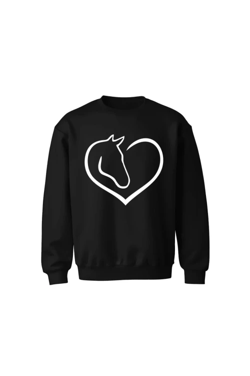 Bluza dziecięca bez kaptura Miłość do koni - czarna