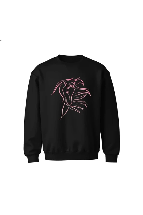 Bluza dziecięca bez kaptura z Pięknym Koniem - czarna