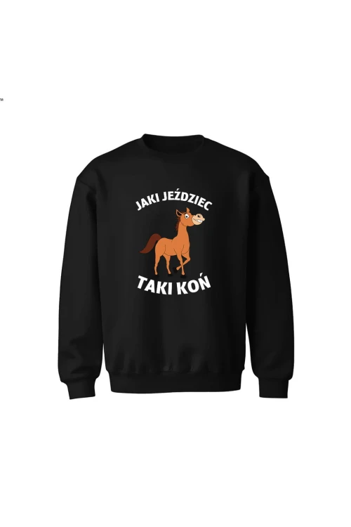 Bluza dziecięca bez kaptura Jaki jeździec taki koń - czarna