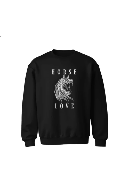 Bluza dziecięca bez kaptura Horse Love - czarna