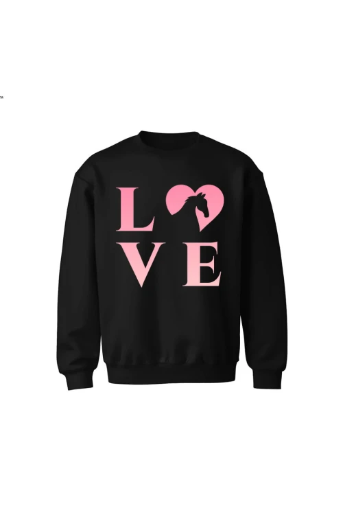 Bluza dziecięca bez kaptura z nadrukiem LOVE - czarna