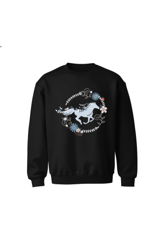 Bluza dziecięca bez kaptura Piękny Galopujący Koń - czarna