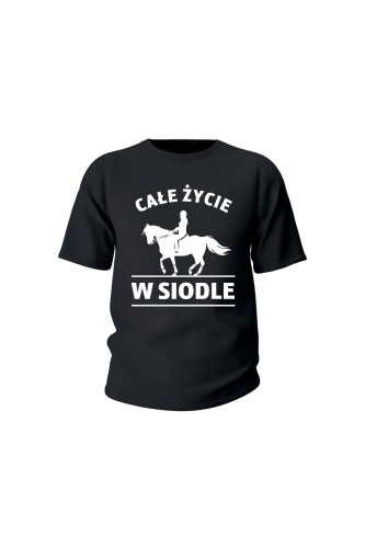 Koszulka dziecięca Całe życie w siodle - czarna