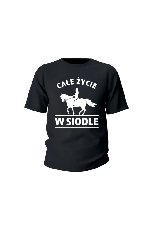 Koszulka dziecięca Całe życie w siodle - czarna